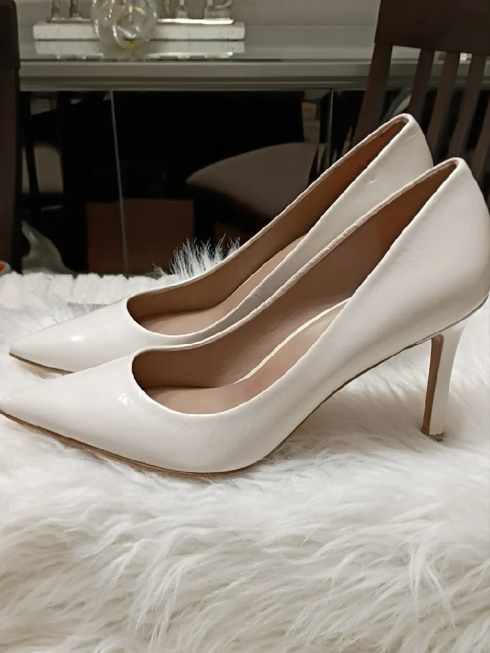 Naturalizer Anna Pointed-Toe Cream Patent Pumps 7.5 M